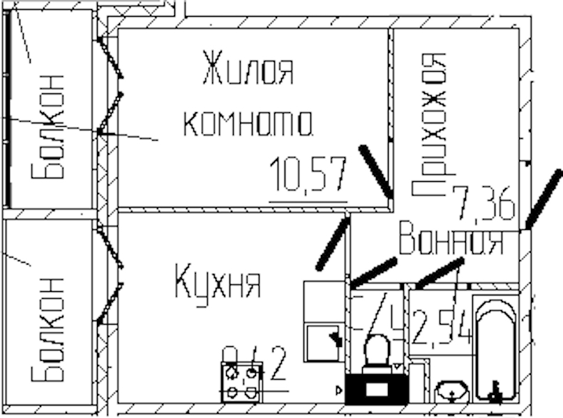 1-комнатная квартира 32.96 м², 6/6 эт., ЖК «SERTOLOVO PARK»
